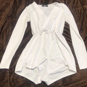 White Elastic Romper